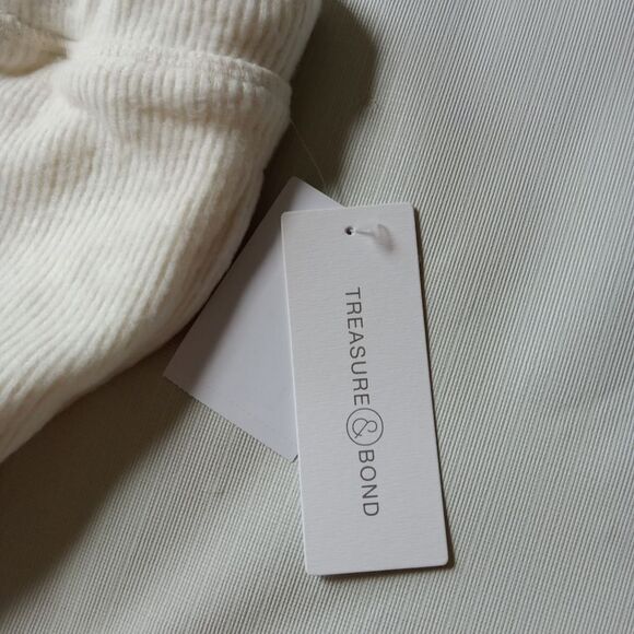 Treasure & Bond Ivory Cream Ribbed Drawstring Joggers Girls Size Large 10/12 - Picture 6 of 14